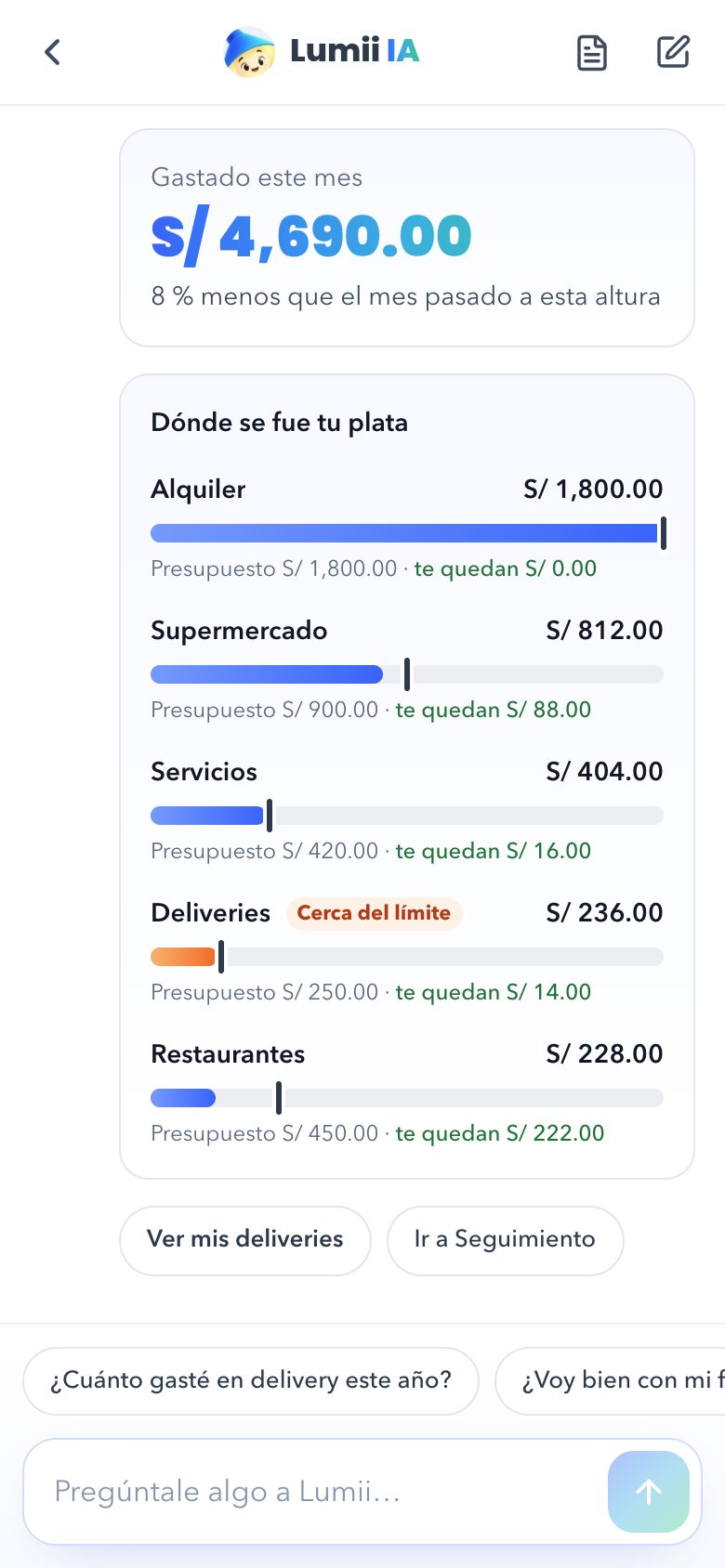 Lumii IA respondiendo en el celular