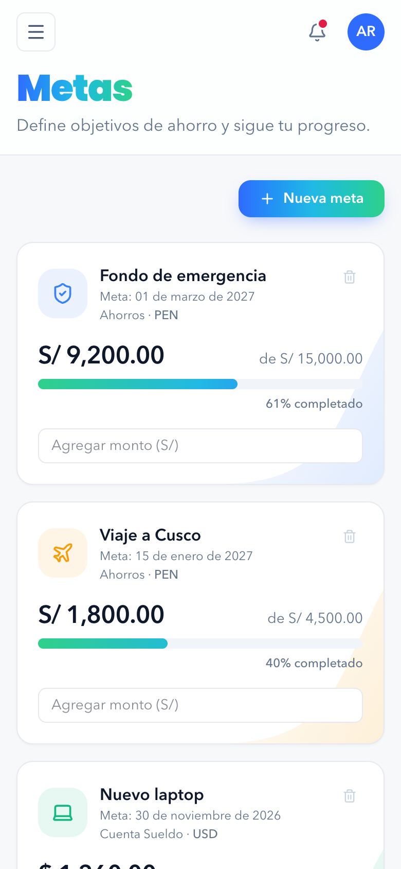 Metas de Lumii en el celular
