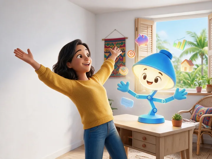 Ella celebra con Lumii sus finanzas ordenadas
